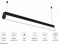 2 x led linear hanglamp 40w – 3cct instelbaar - zwart – avenue 3cct - afbeelding 3 van  6