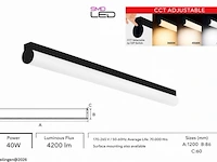 2 x led linear hanglamp 40w – 3cct instelbaar - zwart – avenue 3cct - afbeelding 5 van  6