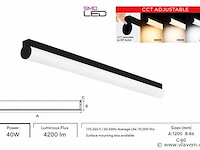 2 x led linear hanglamp 40w – 3cct instelbaar - zwart – avenue 3cct - afbeelding 4 van  5