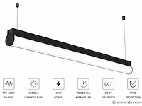 2 x led linear hanglamp 40w – 3cct instelbaar - zwart – avenue 3cct - afbeelding 2 van  5