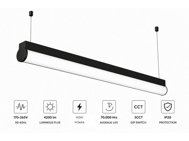 2 x led linear hanglamp 40w – 3cct instelbaar - zwart – avenue 3cct - afbeelding 3 van  6