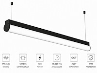 2 x led linear hanglamp 40w – 3cct instelbaar - zwart – avenue 3cct - afbeelding 3 van  6