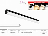 2 x led linear hanglamp 40w – 3cct instelbaar - zwart – avenue 3cct - afbeelding 5 van  6