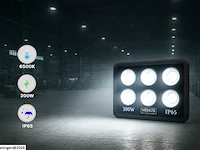 2 x led schijnwerper 300w – 6500k koud wit – ip65 – eyes-300 - afbeelding 4 van  6