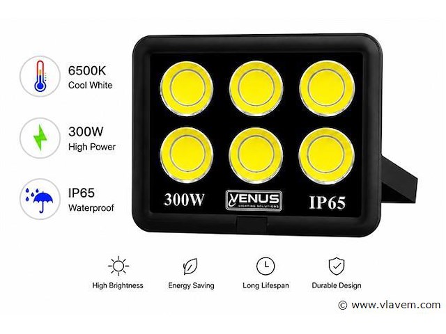 2 x led schijnwerper 300w – 6500k koud wit – ip65 – eyes-300 - afbeelding 2 van  5