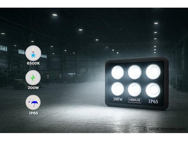 2 x led schijnwerper 300w – 6500kkoud wit – ip65 waterdicht - afbeelding 1 van  5