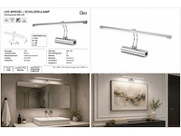 2 x led spiegel / schilderijlamp 12w – 4200k neutraal wit - chroom – ip45 – anka-12 - afbeelding 3 van  5
