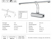 2 x led spiegel / schilderijlamp 12w – 4200k neutraal wit - chroom – ip45 – anka-12 - afbeelding 4 van  5