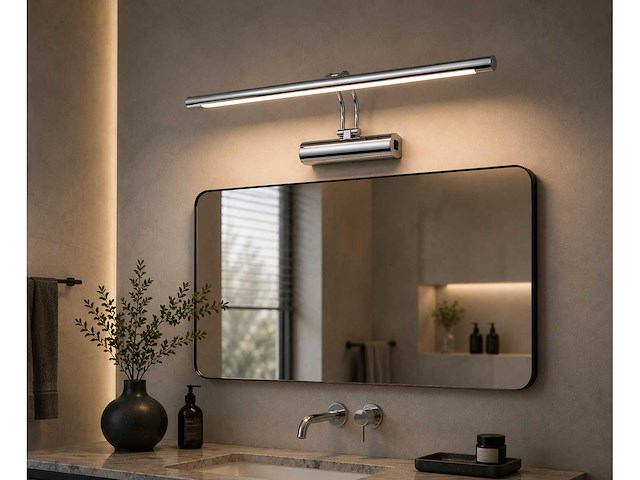 2 x led spiegel / schilderijlamp 12w – 4200k neutraal wit - chroom – ip45 – anka-12 - afbeelding 3 van  5