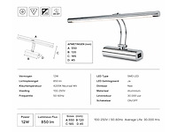 2 x led spiegel / schilderijlamp 12w – 4200k neutraal wit - chroom – ip45 – anka-12 - afbeelding 4 van  5