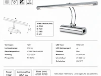 2 x led spiegel / schilderijlamp 12w – 4200k neutraal wit - chroom – ip45 – anka-12 - afbeelding 5 van  6