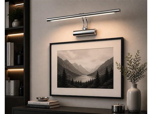 2 x led spiegel / schilderijlamp 12w – 4200k neutraal wit - chroom – ip45 – anka-12 - afbeelding 1 van  5