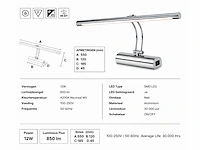 2 x led spiegel / schilderijlamp 12w – 4200k neutraal wit - chroom – ip45 – anka-12 - afbeelding 4 van  5