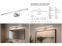 2 x led spiegel / schilderijlamp 12w – 4200k neutraal wit - chroom – ip45 – leylek-12 - afbeelding 5 van  5