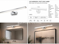 2 x led spiegel / schilderijlamp 12w – 4200k neutraal wit - chroom – ip45 – leylek-12 - afbeelding 3 van  5
