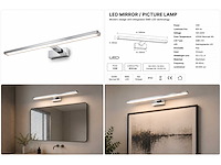 2 x led spiegel / schilderijlamp 12w – 4200k neutraal wit - chroom – ip45 – leylek-12 - afbeelding 5 van  5