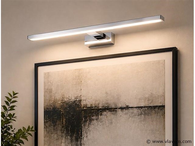 2 x led spiegel / schilderijlamp 12w – 4200k neutraal wit - chroom – ip45 – leylek-12 - afbeelding 1 van  5