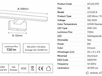 2 x led spiegel / schilderijlamp 12w – 4200k neutraal wit - chroom – ip45 – leylek-12 - afbeelding 4 van  5