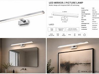 2 x led spiegel / schilderijlamp 12w – 4200k neutraal wit - chroom – ip45 – leylek-12 - afbeelding 5 van  5