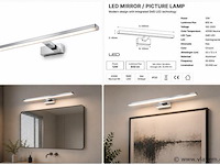 2 x led spiegel / schilderijlamp 12w – 4200k neutraal wit - chroom – ip45 – leylek-12 - afbeelding 5 van  5