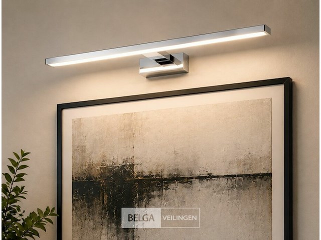 2 x led spiegel / schilderijlamp 12w – 4200k neutraal wit - chroom – ip45 – leylek-12 - afbeelding 1 van  6