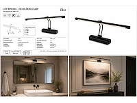2 x led spiegel / schilderijlamp 12w – 4200k neutraal wit - zwart – ip45 – anka-12 - afbeelding 3 van  3