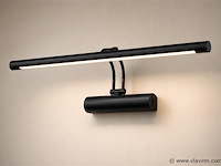 2 x led spiegel / schilderijlamp 12w – 4200k neutraal wit - zwart – ip45 – anka-12 - afbeelding 2 van  5