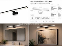 2 x led spiegel / schilderijlamp 12w – 4200k neutraal wit - zwart – ip45 – leylek-12 - afbeelding 5 van  5