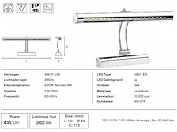 2 x led spiegel / schilderijlamp 4w – 4200k neutraal wit - chroom – ip45 – flamingo-4 - afbeelding 4 van  5