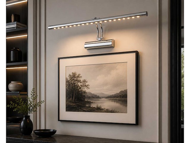 2 x led spiegel / schilderijlamp 4w – 4200k neutraal wit - chroom – ip45 – flamingo-4 - afbeelding 3 van  5