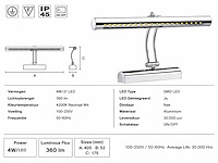 2 x led spiegel / schilderijlamp 4w – 4200k neutraal wit - chroom – ip45 – flamingo-4 - afbeelding 4 van  5