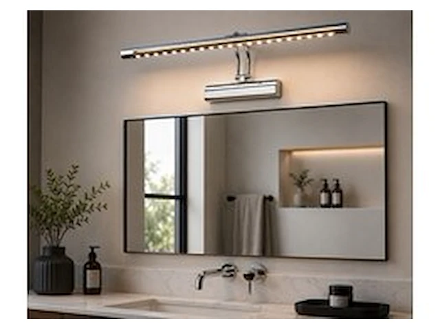 2 x led spiegel / schilderijlamp 4w – 4200k neutraal wit - chroom – ip45 – flamingo-4 - afbeelding 1 van  6