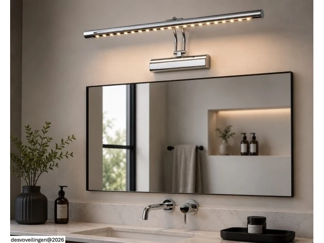 2 x led spiegel / schilderijlamp 4w – 4200k neutraal wit - chroom – ip45 – flamingo-4 - afbeelding 2 van  6