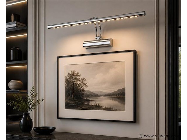 2 x led spiegel / schilderijlamp 4w – 4200k neutraal wit - chroom – ip45 – flamingo-4 - afbeelding 3 van  5
