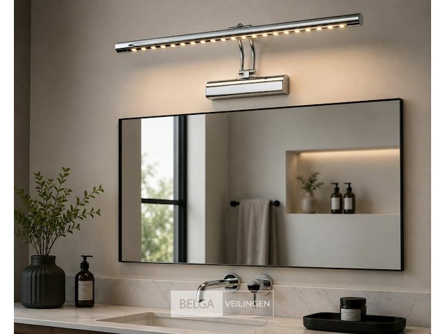 2 x led spiegel / schilderijlamp 4w – 4200k neutraal wit - chroom – ip45 – flamingo-4 - afbeelding 2 van  6