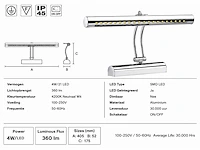 2 x led spiegel / schilderijlamp 4w – 4200k neutraal wit - chroom – ip45 – flamingo-4 - afbeelding 4 van  5