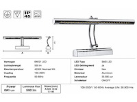 2 x led spiegel / schilderijlamp 6w – 4200k neutraal wit - chroom – ip45 – flamingo-6 - afbeelding 5 van  5