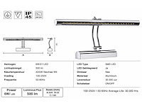 2 x led spiegel / schilderijlamp 6w – 4200k neutraal wit - chroom – ip45 – flamingo-6 - afbeelding 4 van  5