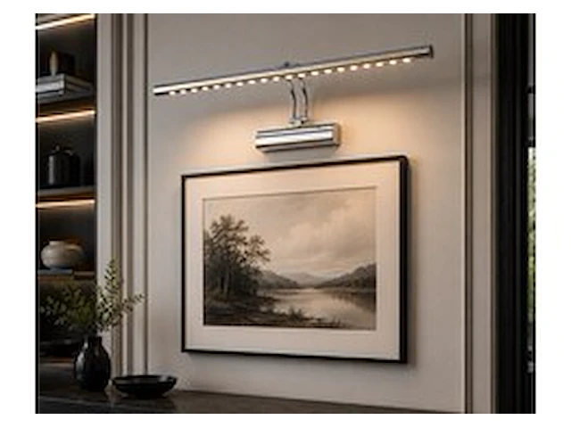 2 x led spiegel / schilderijlamp 6w – 4200k neutraal wit - chroom – ip45 – flamingo-6 - afbeelding 1 van  6