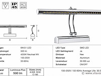 2 x led spiegel / schilderijlamp 6w – 4200k neutraal wit - chroom – ip45 – flamingo-6 - afbeelding 4 van  5