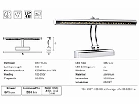 2 x led spiegel / schilderijlamp 6w – 4200k neutraal wit - chroom – ip45 – flamingo-6 - afbeelding 4 van  5