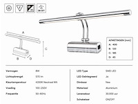 2 x led spiegel / schilderijlamp 8w – 4200k neutraal wit - chroom – ip45 – anka-8 - afbeelding 5 van  5