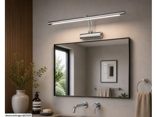 2 x led spiegel / schilderijlamp 8w – 4200k neutraal wit - chroom – ip45 – anka-8 - afbeelding 2 van  6