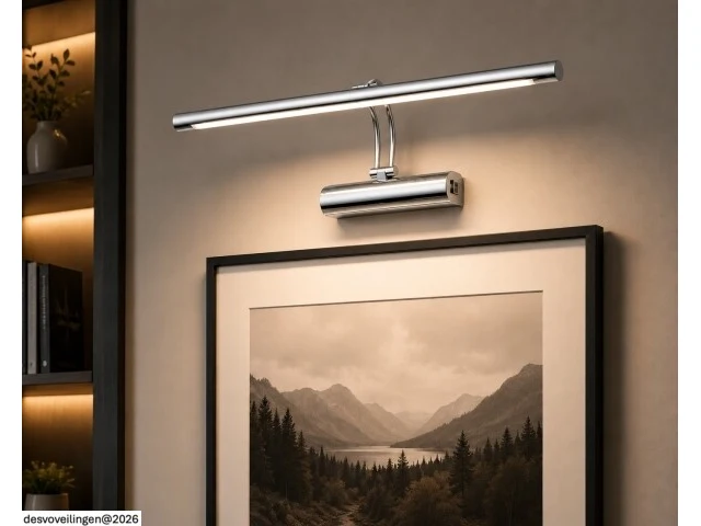 2 x led spiegel / schilderijlamp 8w – 4200k neutraal wit - chroom – ip45 – anka-8 - afbeelding 4 van  6