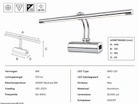 2 x led spiegel / schilderijlamp 8w – 4200k neutraal wit - chroom – ip45 – anka-8 - afbeelding 5 van  6