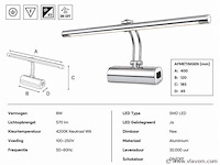 2 x led spiegel / schilderijlamp 8w – 4200k neutraal wit - chroom – ip45 – anka-8 - afbeelding 4 van  5