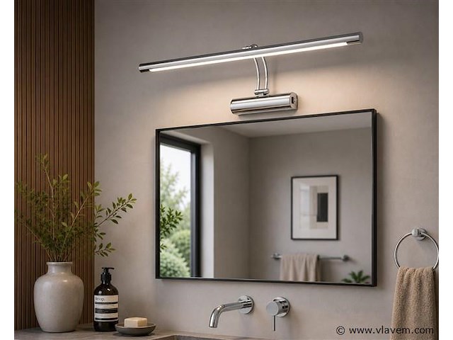 2 x led spiegel / schilderijlamp 8w – 4200k neutraal wit - chroom – ip45 – anka-8 - afbeelding 1 van  5