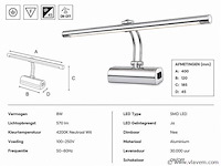 2 x led spiegel / schilderijlamp 8w – 4200k neutraal wit - chroom – ip45 – anka-8 - afbeelding 4 van  5