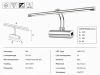 2 x led spiegel / schilderijlamp 8w – 4200k neutraal wit - chroom – ip45 – anka-8 - afbeelding 5 van  6
