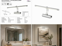 2 x led spiegel / schilderijlamp 8w – 4200k neutraal wit - chroom – ip45 – anka-8 - afbeelding 6 van  6